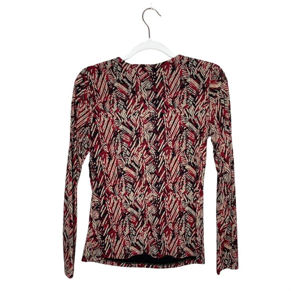 Charter Club Printed V-neck Blouse Black Red Size Small Sz S - Picture 3 of 5